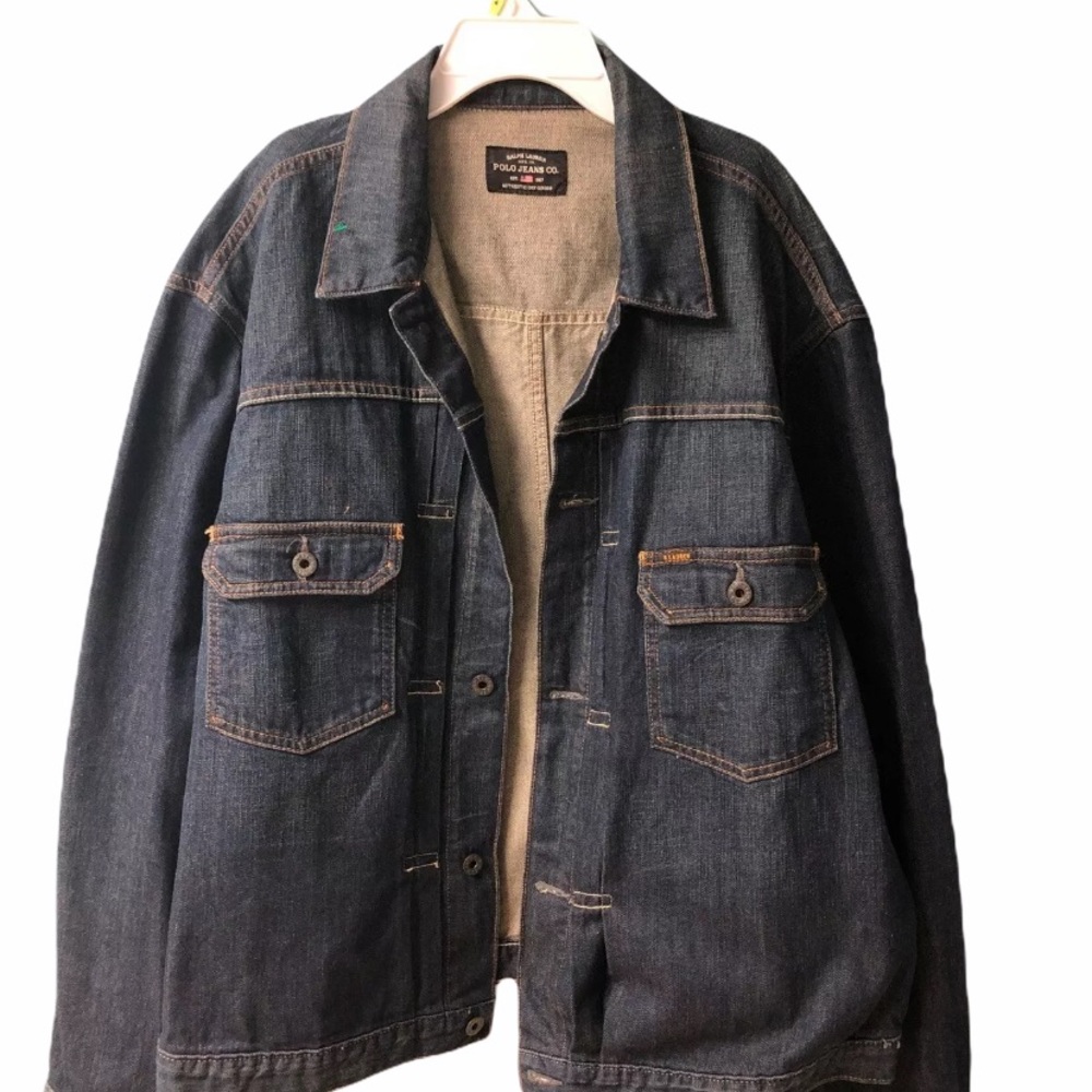 RALPH LAUREN  POLO JEANS CO MEN'S  JEANS JACKET DARK BLUE SIZE XLARGE